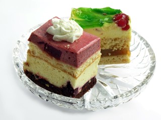 two multicolour tasty cakes