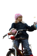 a yong girl seat on bicycle