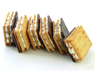 crisp cream-sandwich cakes with chocolate
