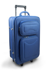 Blue travel suitcase - isolated