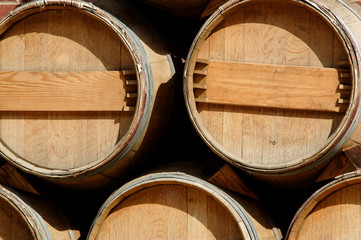 wine barrels on display