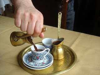 preparing turkish coffee