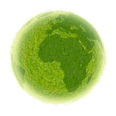 planète verte sur fond blanc