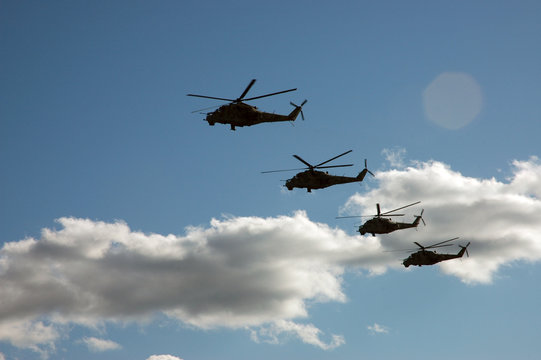 group of helicopters