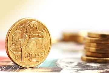 Fotobehang Australische munten van één dollar © robynmac