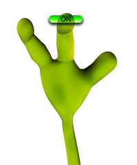 alien hand pushing button 232