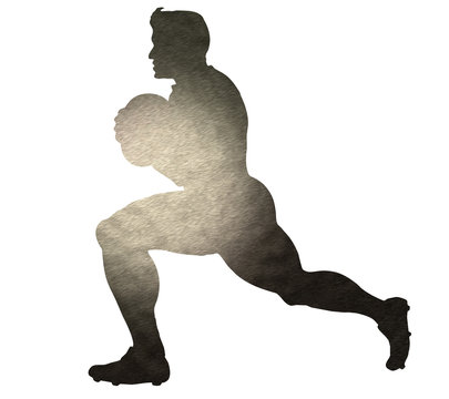 rugby player running side metal