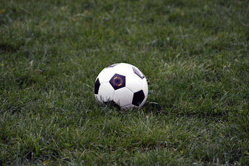 Fototapeta na wymiar soccer ball in a grass field