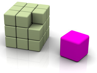 one individuality red cube