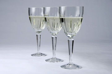 three wine glasses