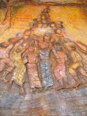 african urban modern art on a city wall with many colors, camero