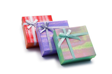 three gift boxes isolated on the white