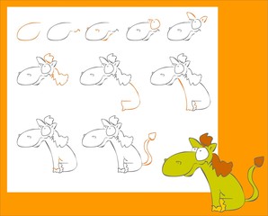 how to draw a funky little green horse