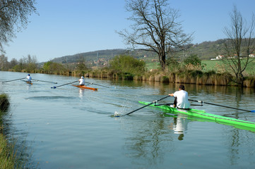 avironneurs sur le canal