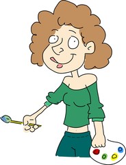 artist holding a brush and palette