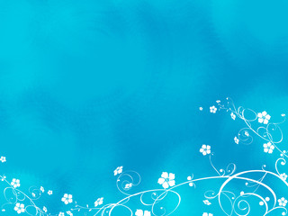 Fototapeta na wymiar white flora in blue background