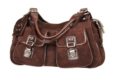 suede female handbag