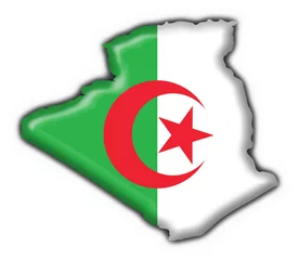 Poster Im Rahmen Button Karte Algerier - Algerien Button Karte Flagge © www.fzd.it