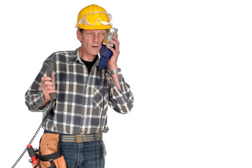 confused, stressed handyman