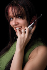 Obraz premium fashion model - talking on cell