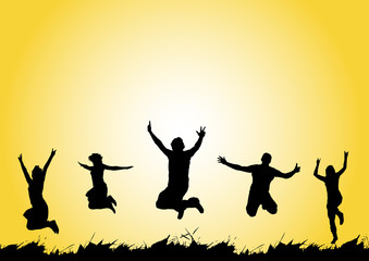 happy people jumping