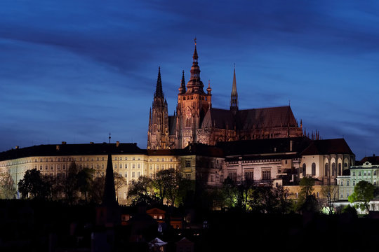 night scene - prague castle, czech republic