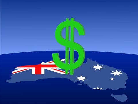 Dollar Sign With Australian Map And Flag