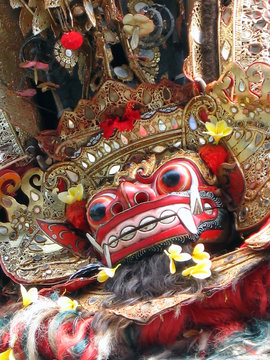 legong dance - lion mask, bali, indonesia