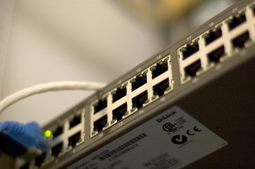 network switch close up ports