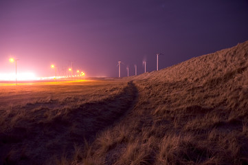 dunes windmills evening light
