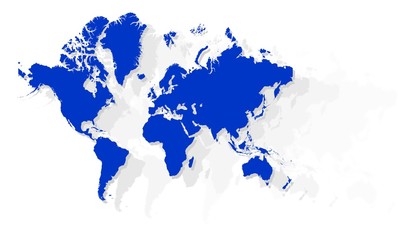 blue world map with shadows