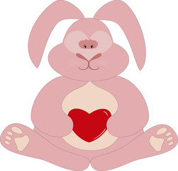 pink bunny with heart