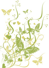 butterflies and spring green branches