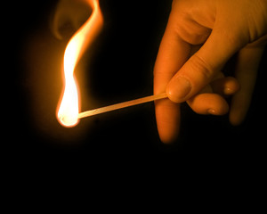 idea abstract concept lighting burning match hahd