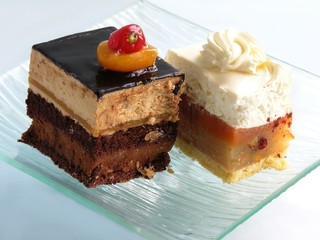 two tasty colorful cakes