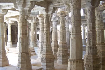 Fotobehang column of marble of a jain temple, ranakpur, india © Thomas Pozzo di Borgo