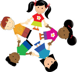 children holding hands in a circle