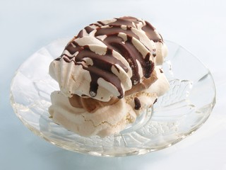 merinque-cookie with  cacao cream and chocolate