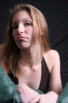 pretty woman in strong lighting