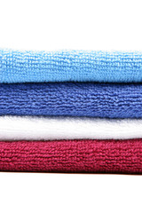 colorful towels - copy space at top and bottom of