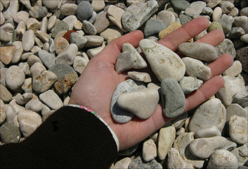 handful of stones over the beach