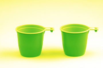 two plastic glasses