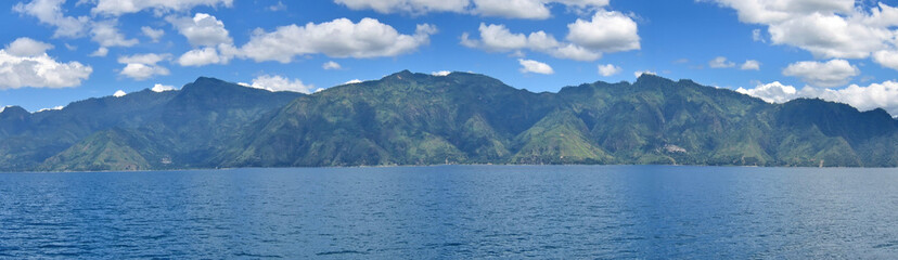 lake with volcanos in the background, lake atitlan, guatemala, p