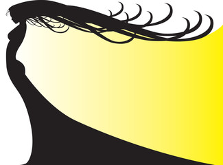 woman sihlouette on yellow