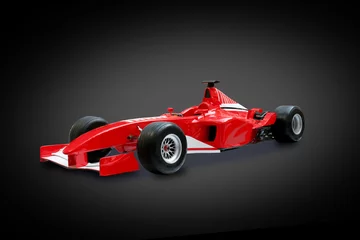 Fototapeten rotes Formel-1-Auto auf schwarzem Hintergrund © Akhilesh Sharma