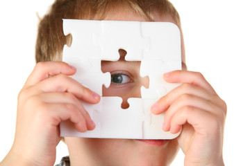 boy with hole puzzle