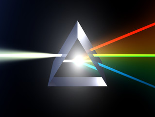 glass prism splitting white light