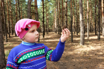 little girl in wood