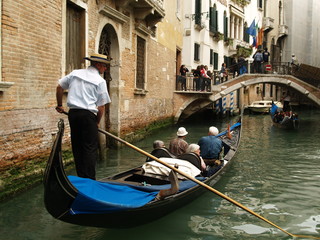 seniors on the gondola - obrazy, fototapety, plakaty