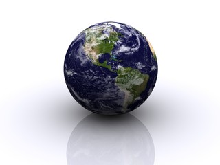 planet earth reflected